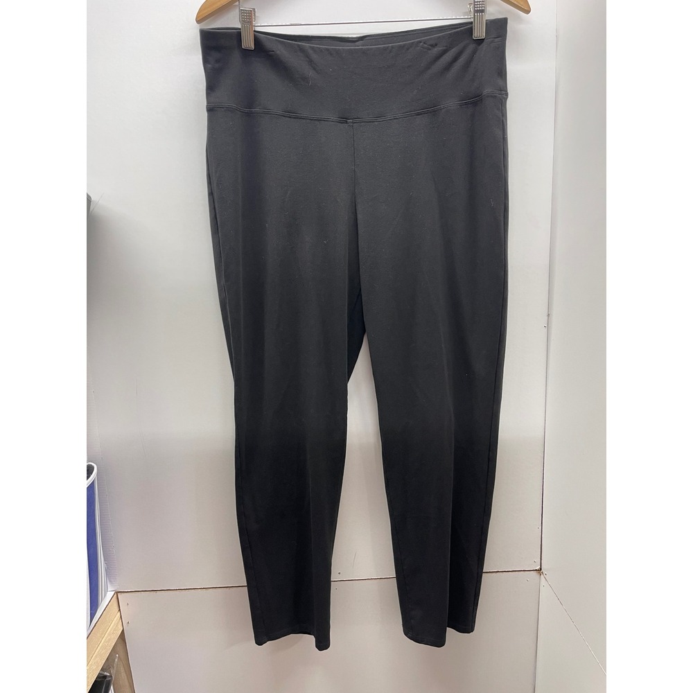 Eileen Fisher Black Organic Cotton Stretch Ankle Leggings Pants Large L/G